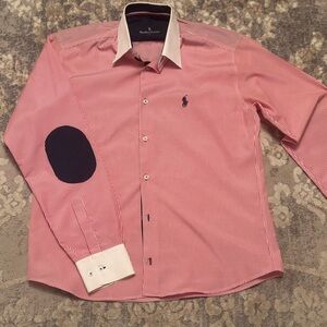 Polo by Ralph Lauren Red and White Striped Dress Shirt Size Large